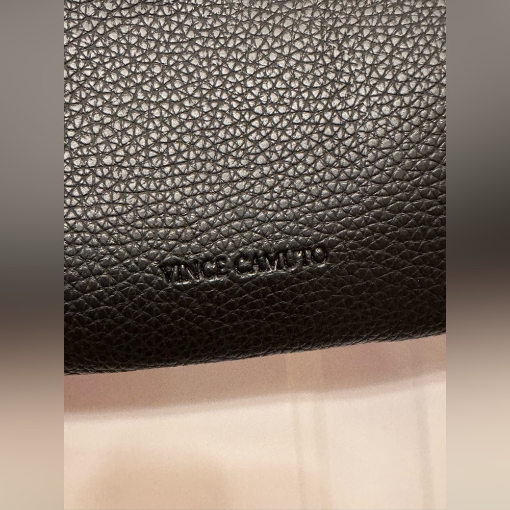 Vince Camuto Large Black Pebbled Tote Bag w/ Gray Stripe; Work Laptop Purse - Picture 5 of 7